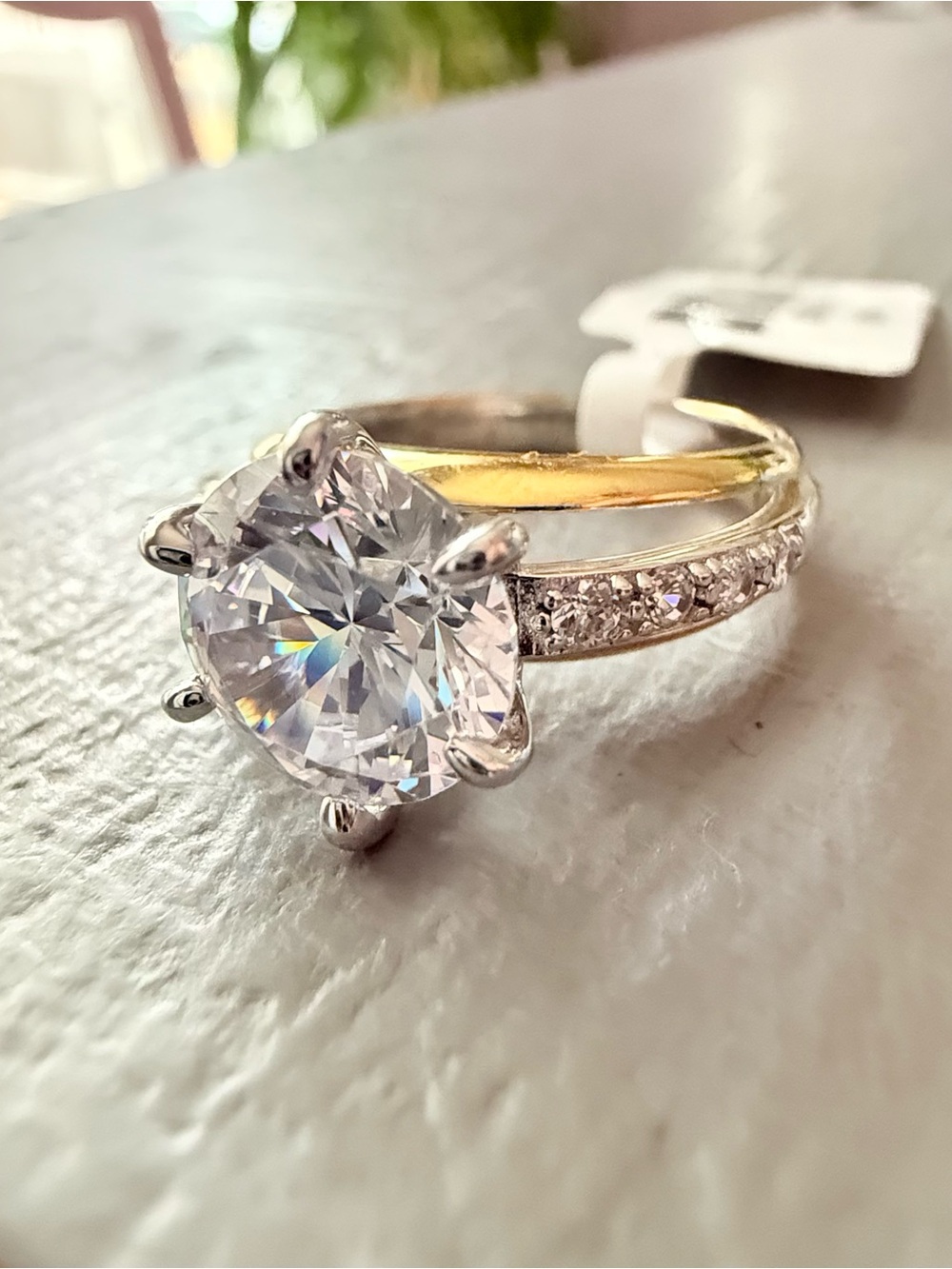 925 Sterling Silver PJM Two Tone 6.5 Ct Diamond Stimulant Ring NEW size 8